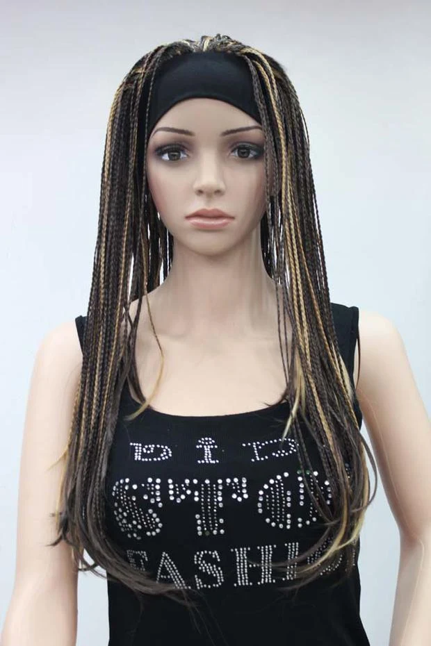 Peruca Feminina Trança Africana Suja Gradiente Hip Hop Net Red Europa e América, visual moderno e estiloso para você arrasar. — foto 5