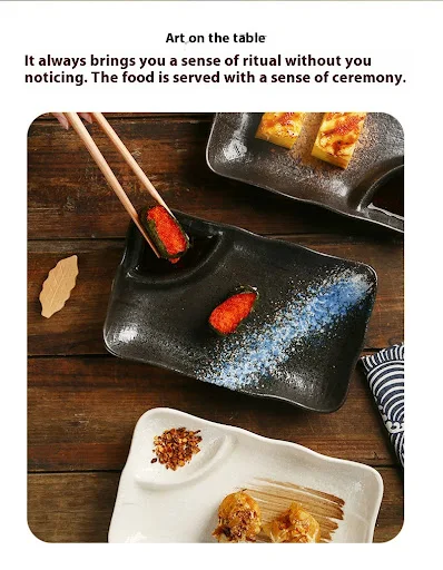 Title 11, Ceramic Compartment Tray Barbecue Dim Sum Plate...