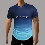 Camiseta masculina com estampa digital 3DZ gradiente de manga curta. Conforto e estilo para o seu dia a dia. Tecido respirável e design moderno ideal — foto 1