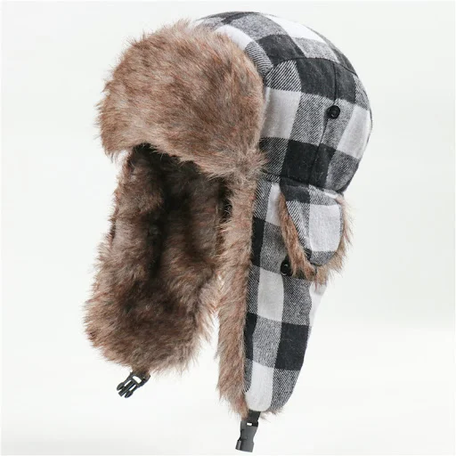 Title 3, Mens and Womens Plaid Lei Feng Hat Windproof ...
