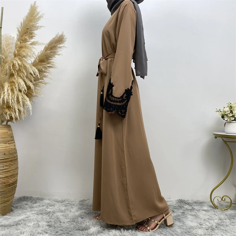Lange mouwen patchwork kanten jurk, perfect voor speciale gelegenheden, stijlvol en elegant, accentueert je vrouwelijke silhouet en charme. — foto 3