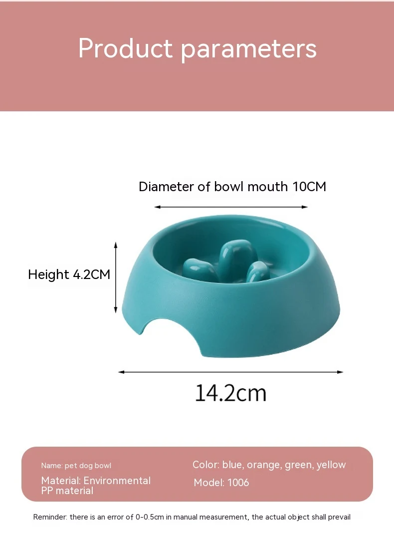 Title 6, Colored Pet Dog Slow Food Bowl Feeder Slows Eat...