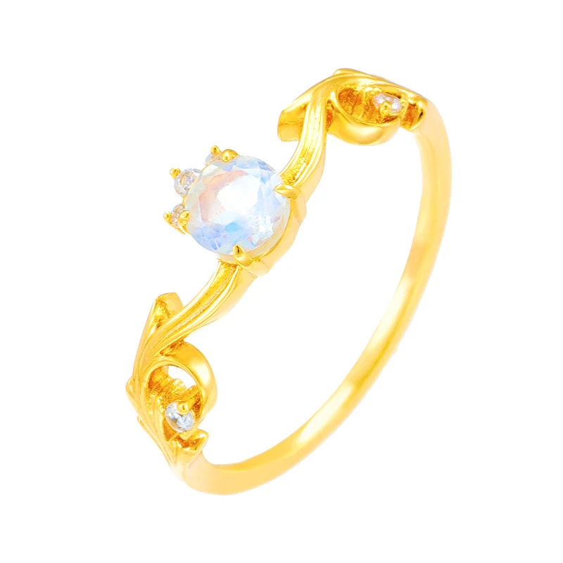 Title 5, Anel Feminino Lua Nova Luxo Leve com Pedra da Lua