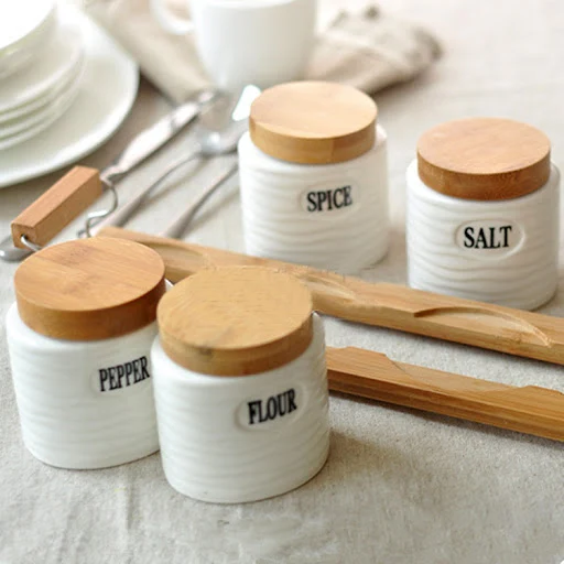 Title 4, New Pure White Ceramic Seasoning Pot Set. Keep ...