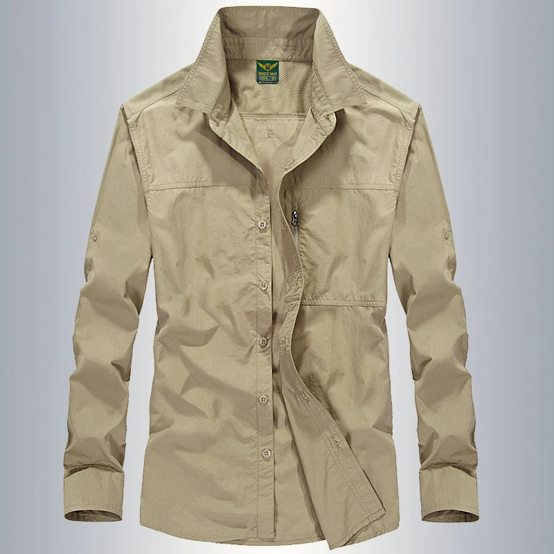 Camicia da trekking outdoor a maniche lunghe, ampia e ad asciugatura rapida. Ideale per escursioni, offre comfort, traspirabilità e protezione dal sole. — foto 3