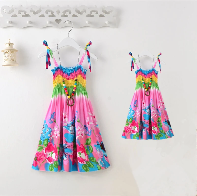 Bohemian Korean style beach vest dress for parent and child. Stylish summer outfits, perfect for family vacations, light — photo 9