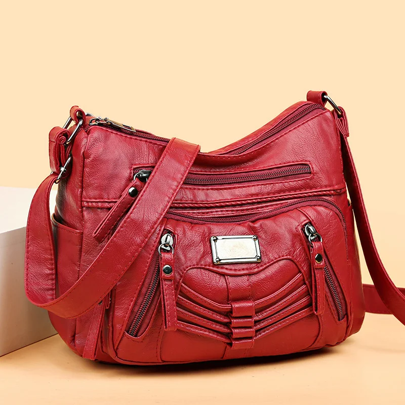 Bolsa mensageiro de couro macio para meia-idade, grande capacidade, ideal para trabalho e dia a dia, confortável no ombro, versátil. — foto 10