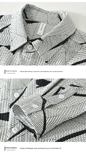Title 3, Camisa japonesa de manga longa estampada para h...