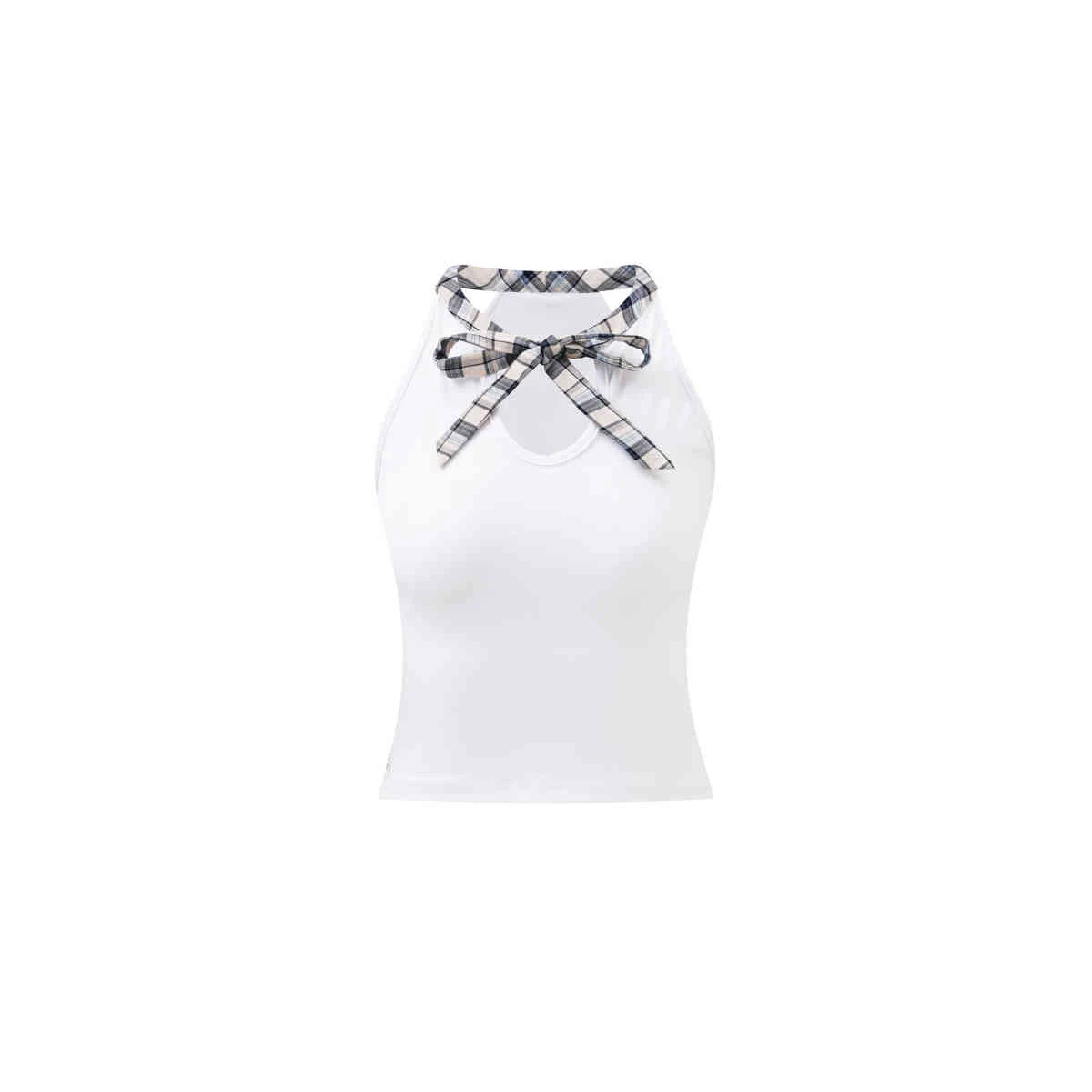 Title 11, Patchwork Plaid Bow Bandage Halterneck Vest Top
