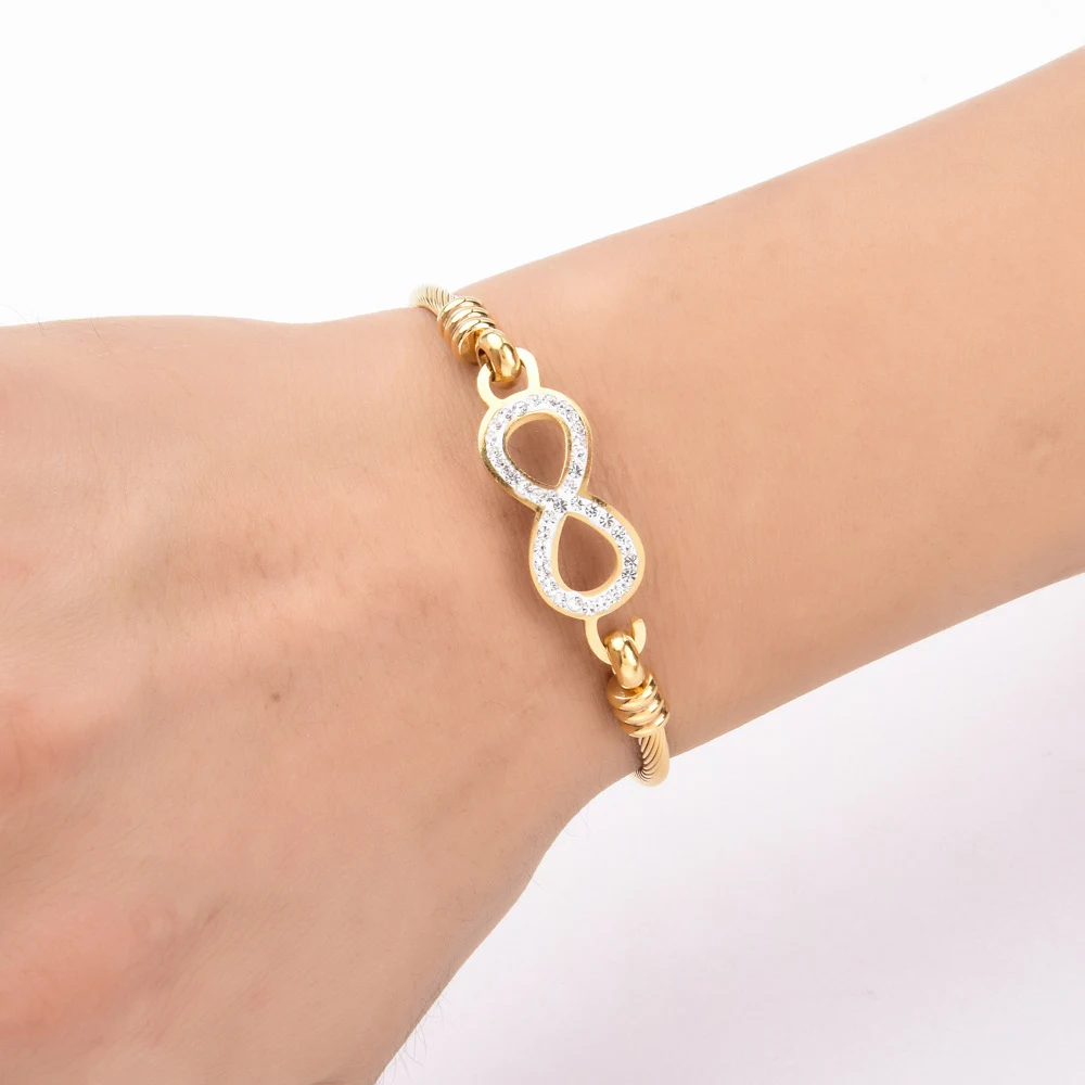 Pulseira de stromestone de aço inoxidável dourado — foto 1