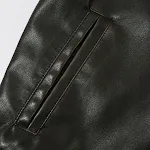 Men's Solid Color PU Leather Coat, stylish and durable, perfect for a modern look and protection against the cold, ideal — photo 17