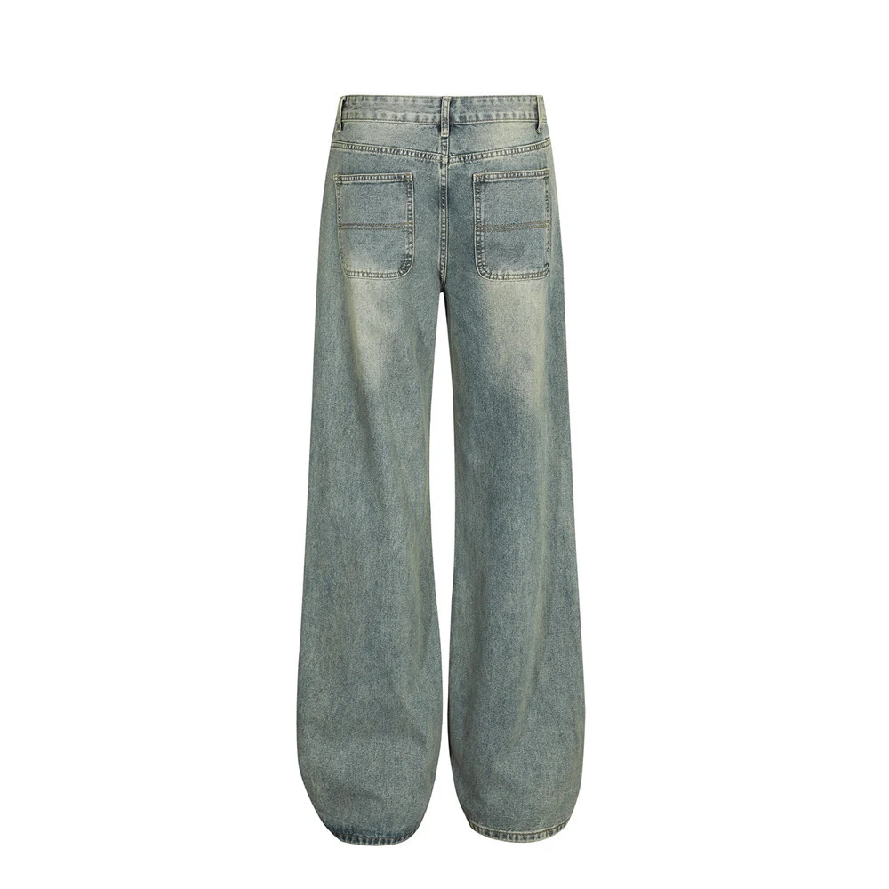 Witte straight jeans voor heren, gewassen look, street style, comfortabele pasvorm, perfect voor een moderne en casual outfit. — foto 6