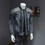 Men's Stand-up Collar Flight Suit Denim Jacket. Comfortable and stylish, perfect for casual wear, offering a modern, uni — photo 5