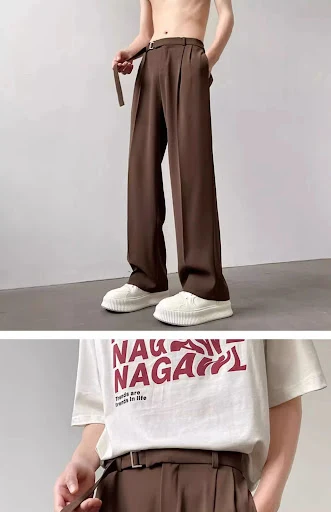 Title 2, Pantalones de pernera ancha negros Pu Shuai Hig...