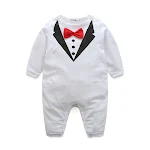 Macacão body infantil manga longa com gravata borboleta para meninos, estilo cavalheiro, perfeito para festas e conforto diário. — foto 17