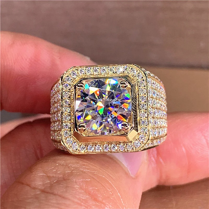 Anel masculino Starry Sky de ouro 18k com 2 quilates. Uma joia sofisticada, ideal para o homem que busca elegância e exclusividade. — foto 2