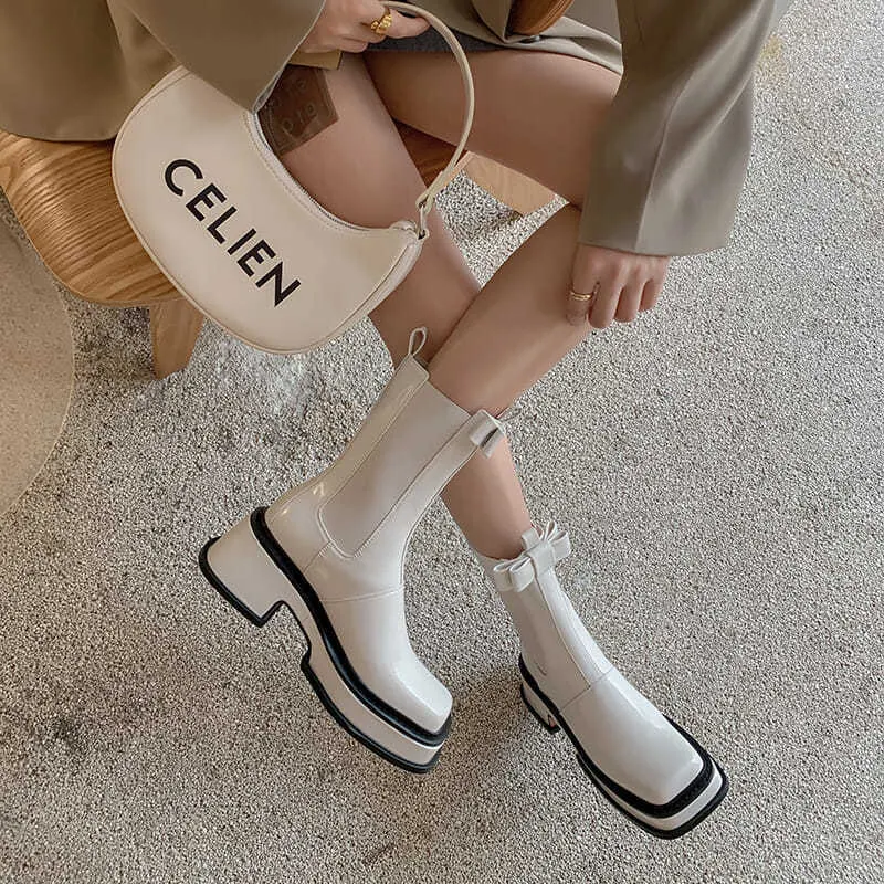 Title 6, Womens Fashion Leather Bow Martin Boots, Styli...