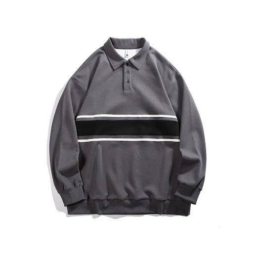 Title 3, Match Color Loose Hoodie Mens Polo Shirt