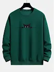 Suéter redondo com estampa criativa de gato fofo, design adorável e confortável para um visual charmoso e perfeito para amantes de felinos. — foto 4