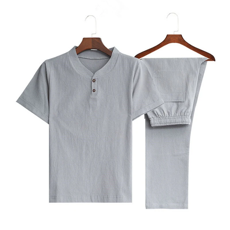 Plus Size Men's Chinese Style Cotton and Linen Trendy V-neck shirt, comfortable and breathable, perfect for a stylish an — photo 4