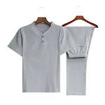 Plus Size Men's Chinese Style Cotton and Linen Trendy V-neck shirt, comfortable and breathable, perfect for a stylish an — photo 4
