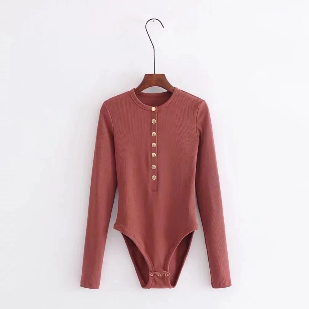 Title 1, Slanke bodysuit met lange mouwen, gebreid overh...