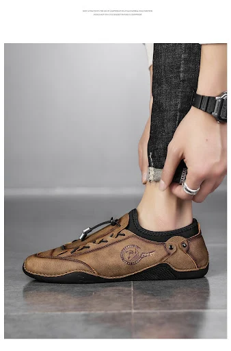 Title 18, Mens Hand-stitched Casual Shoes Low-top Flats ...