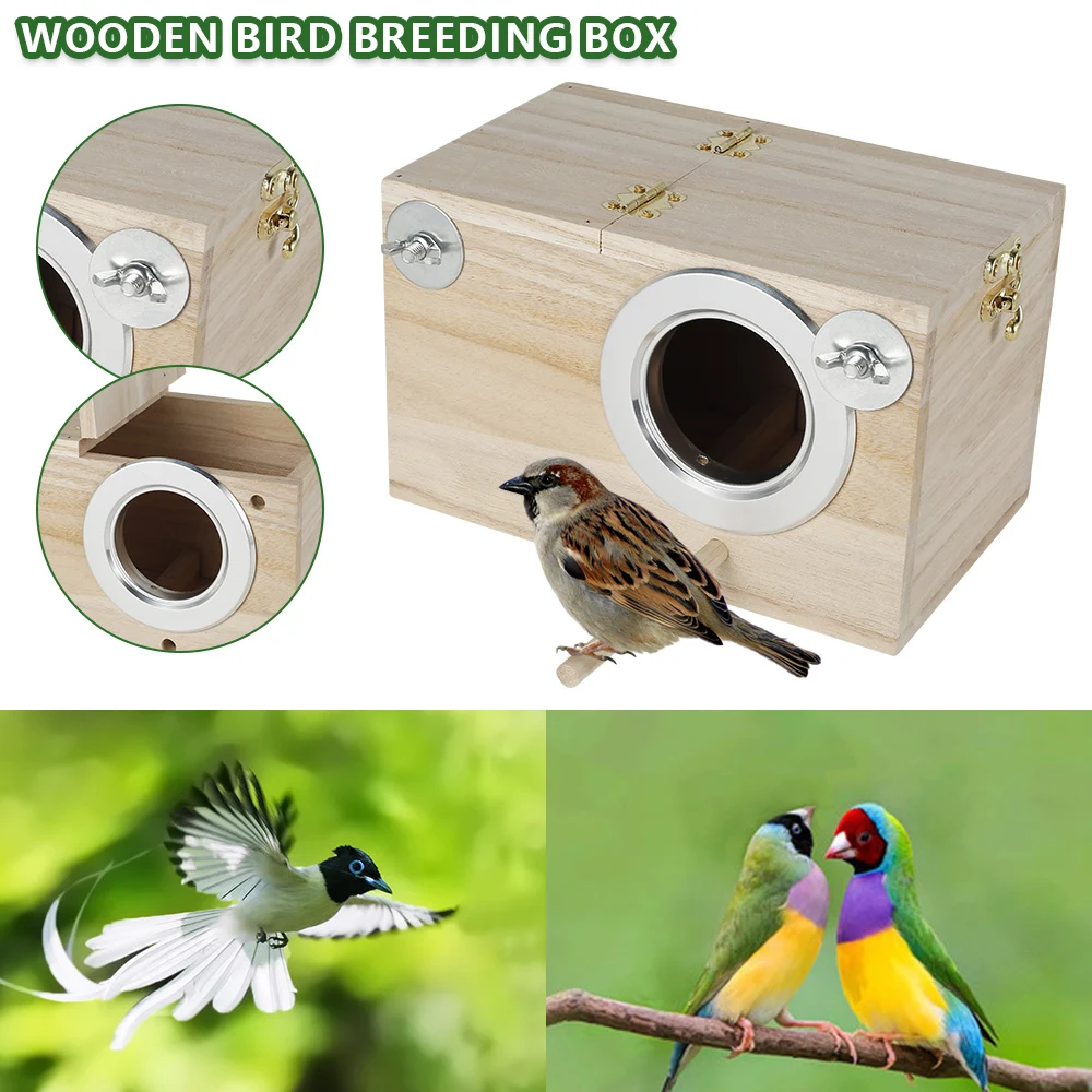 Title 7, Wood Bird House Nest Birds Breeding Box Bird Pa...