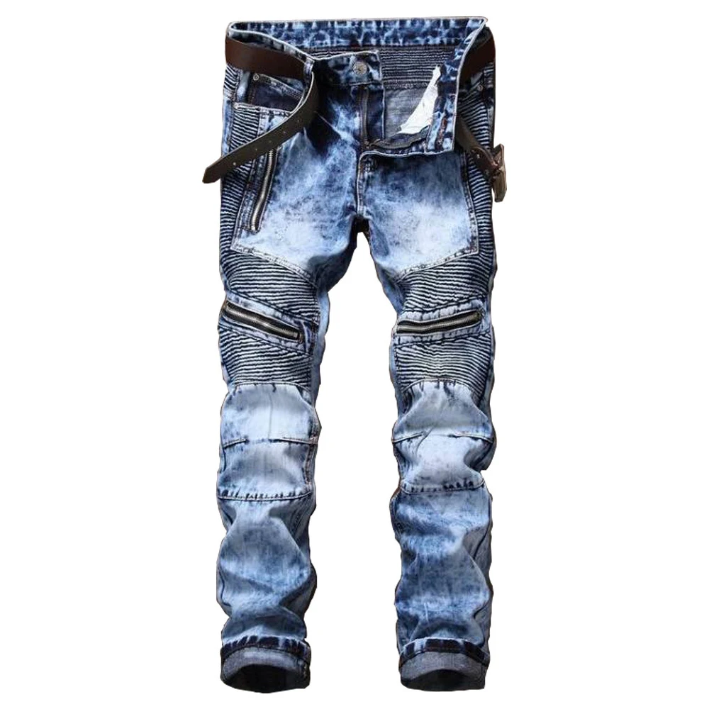 Title 3, Heren jeans motorstijl, slim fit met sneeuwvlok...