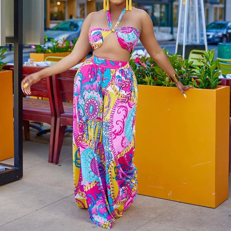 Women's Printed Fashion Halter Suit Stylish and Comfortable Summer Outfit Perfect for Vacation and Everyday Wear Modern — photo 4