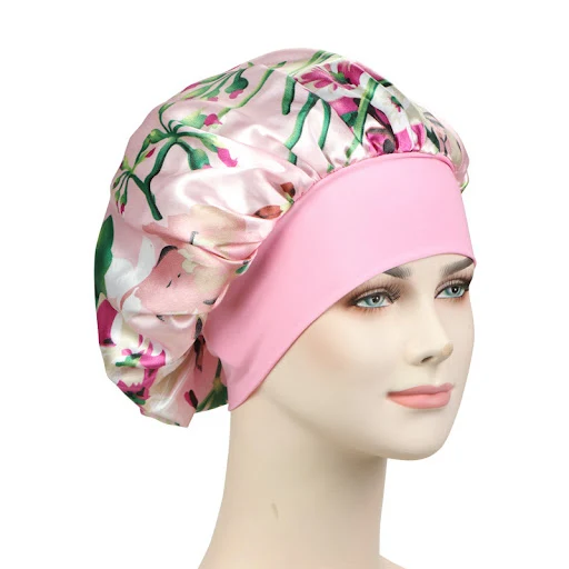 Title 7, New Satin Print Nightcap Wide-brimmed Elastic S...