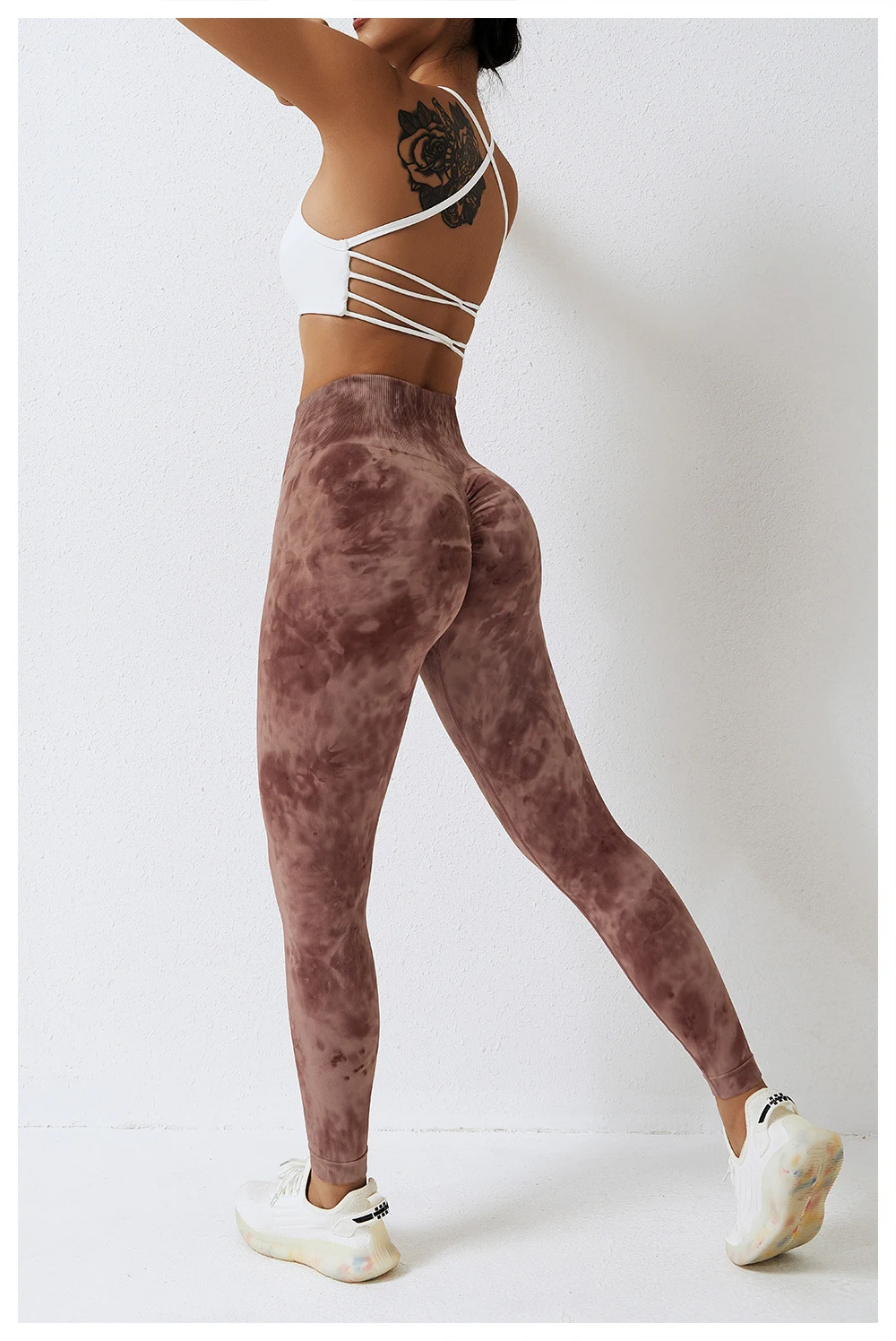 Seamless High Waist Peach Sports Trousers, one-piece, splash-dye yoga pants. Comfortable and stylish for yoga, workouts, — photo 33