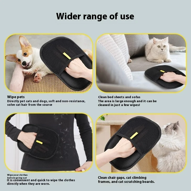 Luvas de moda personalizadas para remoção de pelos eletrostática para animais de estimação. Remova pelos soltos, massageie e cuide do seu pet com facilidade. — foto 4