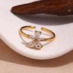 Anel Flor Cinco Pétalas Micro Inlay Zircônia 18K para um toque de delicadeza e brilho para o seu visual. — foto 9