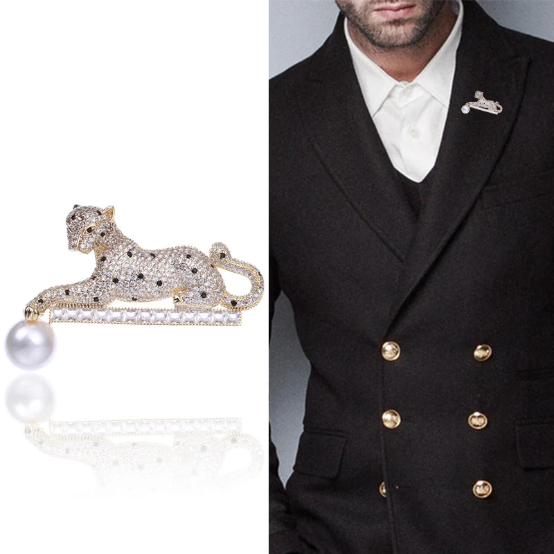 Broche de leopardo com micro zircônia de cobre, moda coreana. Adicione um toque de sofisticação e estilo ao seu visual diário. — foto 3