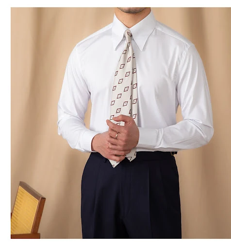 Title 10, Mens white long sleeve shirt slim fit business...