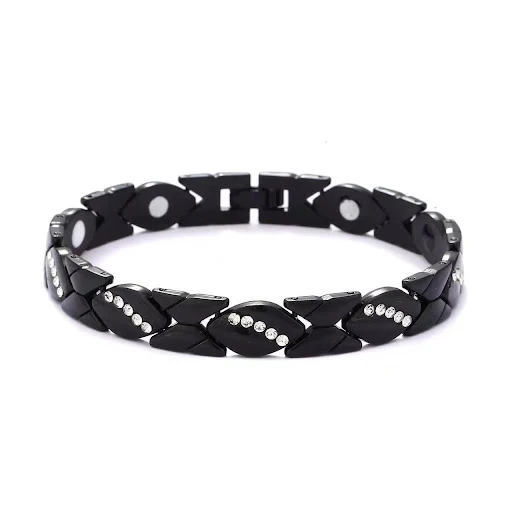 Title 7, Pulseira Imã Diamante Folhas Bronze Escovado. E...