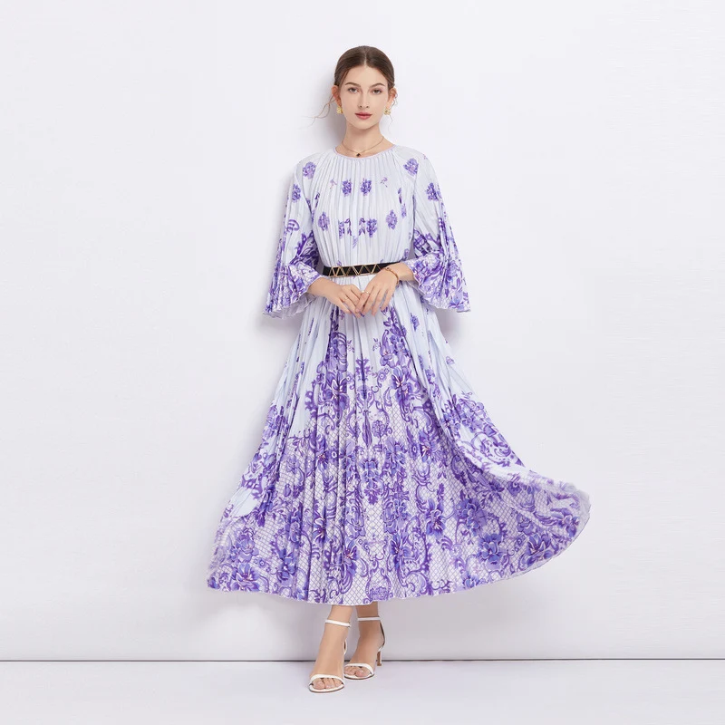 Geplooide oversized rok orgel geplooide jurk — foto 2