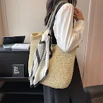 Women's Casual Woven Bag New Large Capacity One-shoulder Portable Perfect for shopping, travel, beach and daily use Ligh — photo 9