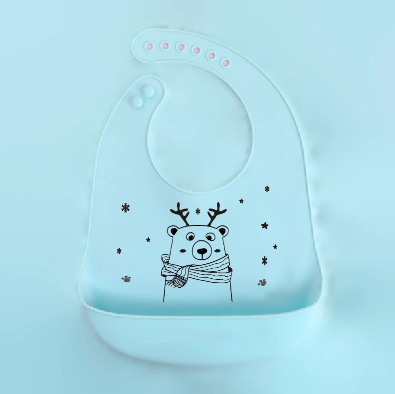 Babador de silicone com estampas de desenhos animados para bebês, à prova d'água e fácil de limpar, perfeito para refeições. — foto 2