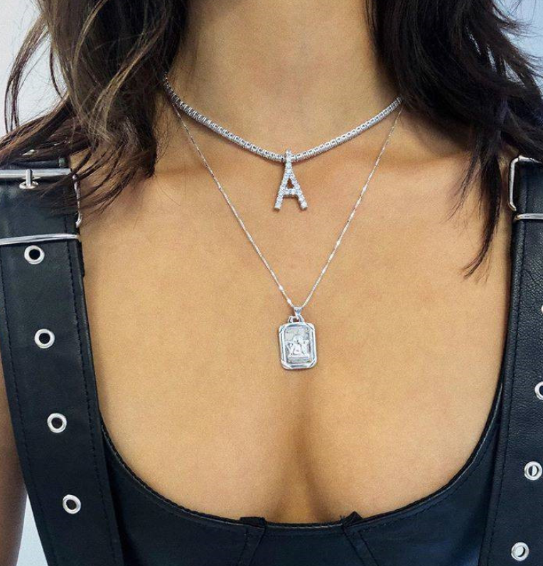 Nome personalizzato Tennis Silver Custom CHOKER INIZIALE LETTERA PENDANTI PENDANT — foto 13