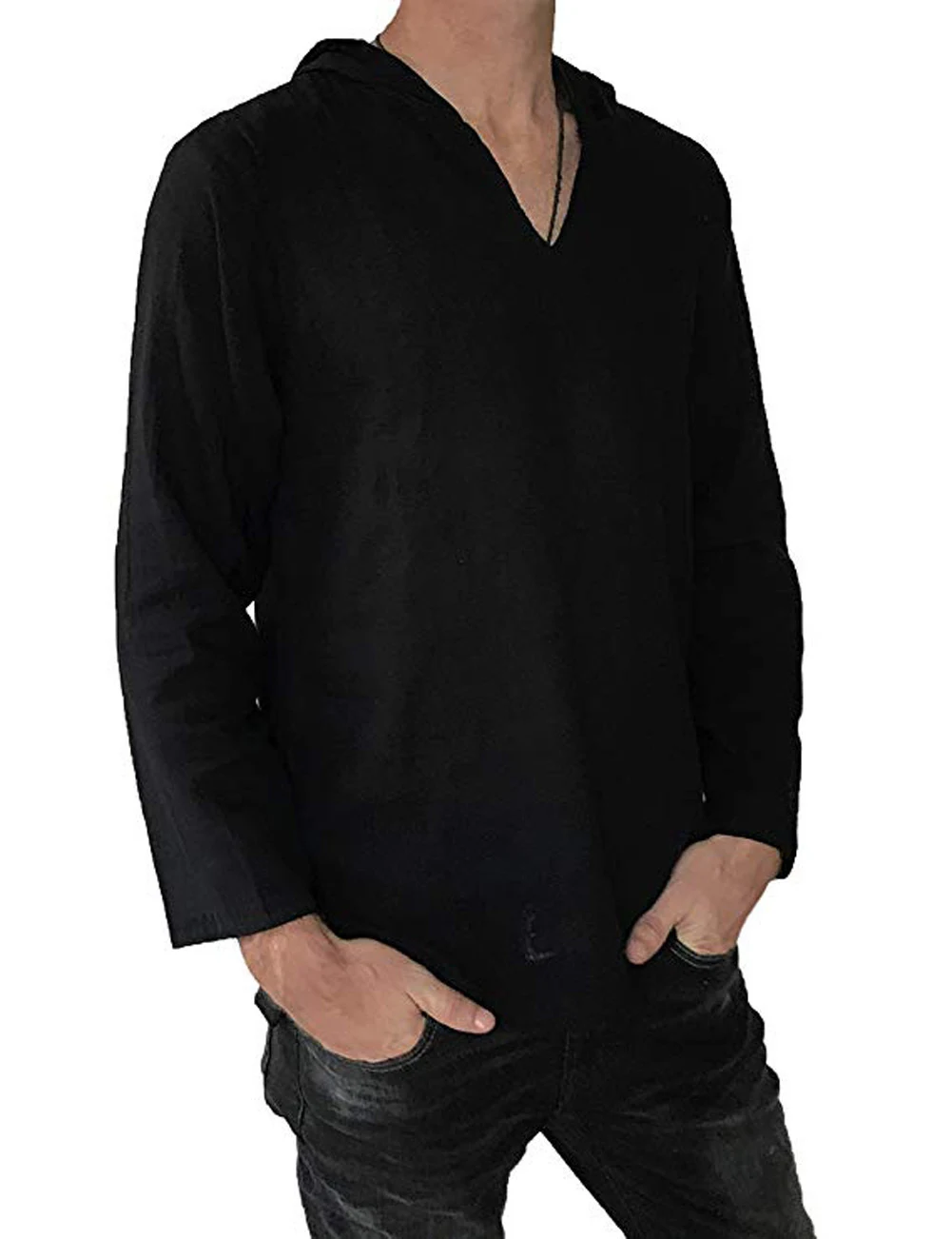 Men's Round Neck Cotton and Linen Ethnic Style T-shirt. Comfortable and breathable for a relaxed fit. Perfect for casual — photo 5