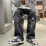 Embroidered Jeans Loose Five-pointed Star, offering relaxed style and all-day comfort. Perfect for a casual, fashionable — photo 3