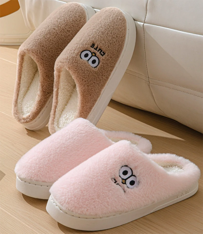 Title 8, Cute Cartoon Big-eyes Slippers for Couples Wint...