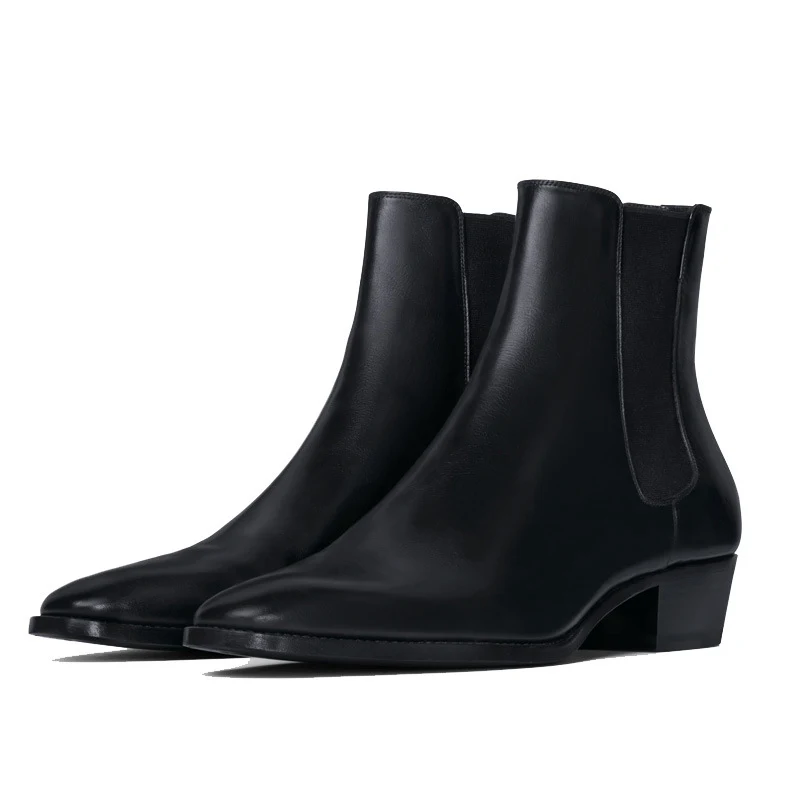 Botas Martin Masculinas de Couro para Negócios com Bico Fino e Cano Alto – Elegância e Conforto para o Homem Executivo — foto 4