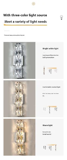 Title 8, Crystal Wall Lamp Living Room Bedroom Stair Wal...