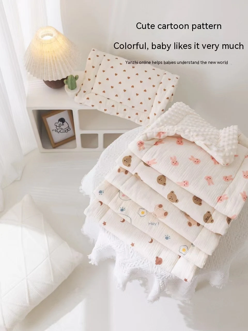 Title 4, Baby Stroller Mat Pure Cotton Gauze Beanie Velv...
