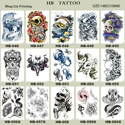 Title 3, Waterproof Tattoo Stickers Long-lasting & Vibra...