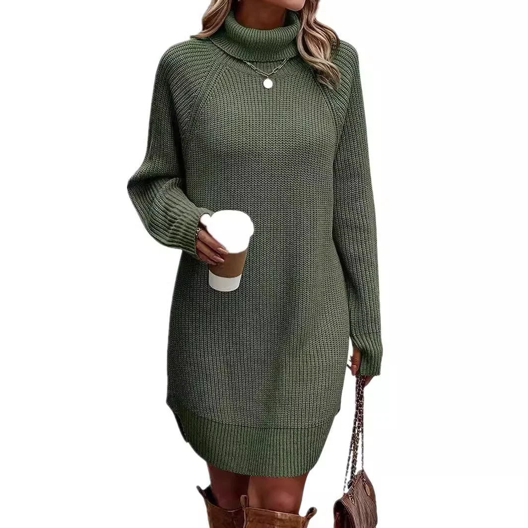 Dames slit pullover jurk met hoge hals, stijlvol en comfortabel, perfect voor een modieuze look, ideaal voor diverse gelegenheden. — foto 13