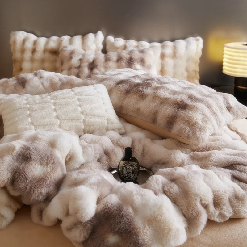 Title 7, Fur Velvet Four-piece Set Fitted Sheet Set for ...